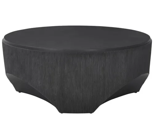 Contemporary Round Cocktail Table with Textured Sides