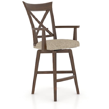 Traditional Customizable Swivel Stool with Arms