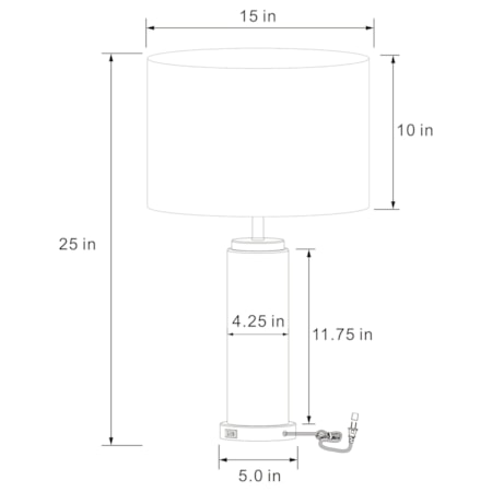 25-inch Drum Shade Marble Body Table Lamp