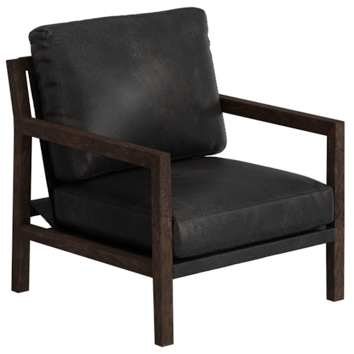 Contemporary Upholstered Armchair with Exposed Wooden Frame