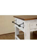 International Furniture Direct Pueblo Farmhouse Kitchen Island with Casters