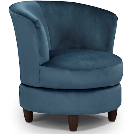 Palmona Swivel Barrel Chair with Wood Legs