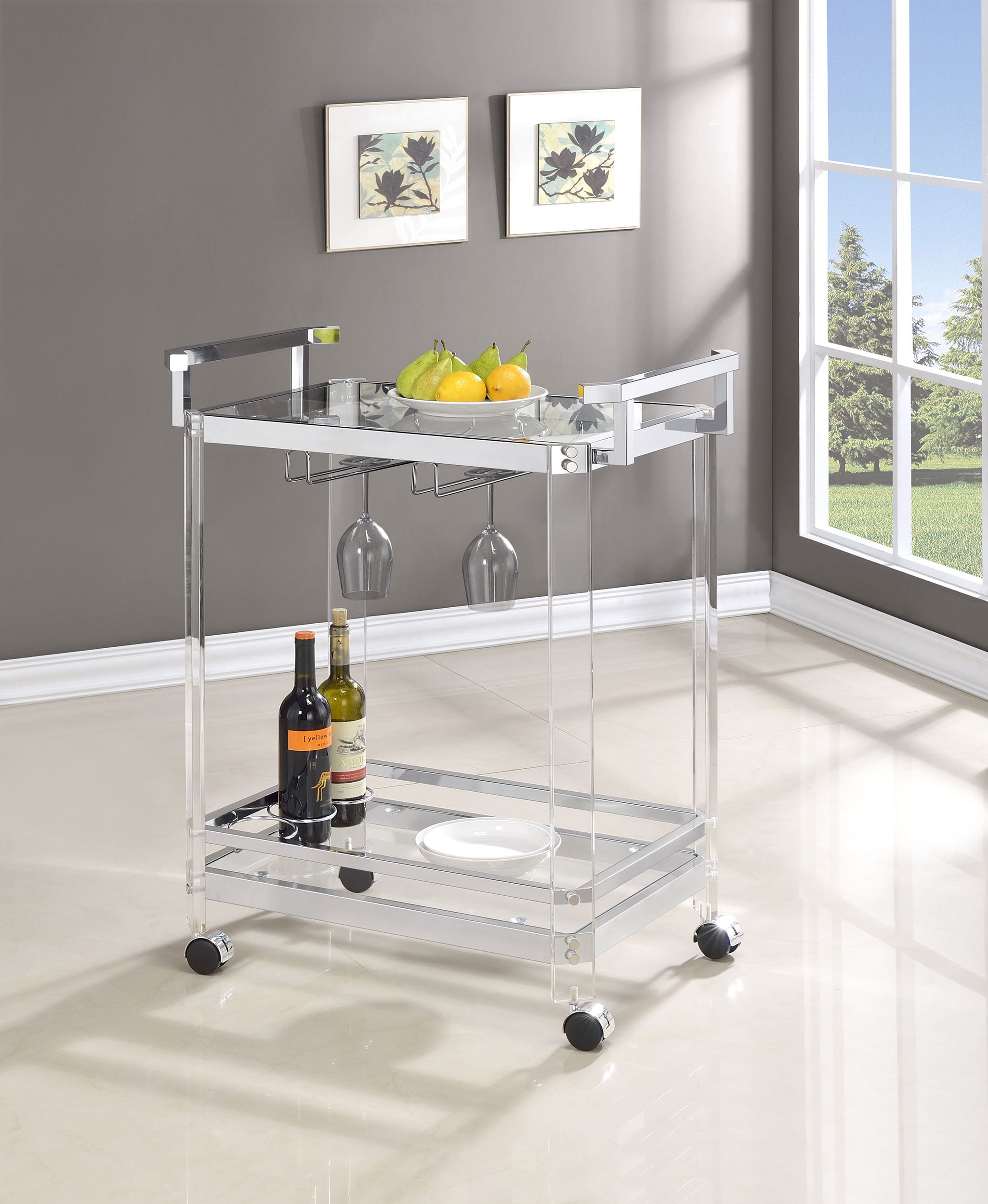 Jefferson 2-tier Glass Shelf Bar Cart
