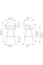 Zuo Vagur Collection Contemporary Swivel Barstool