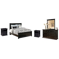 Casual 5-Piece Queen Panel Bedroom Set with 2-Nightstands