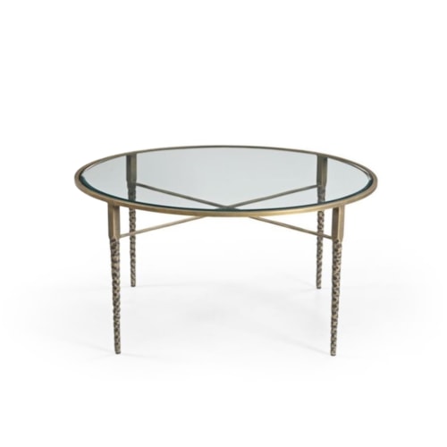 Contemporary Round Cocktail Table with Glass Top