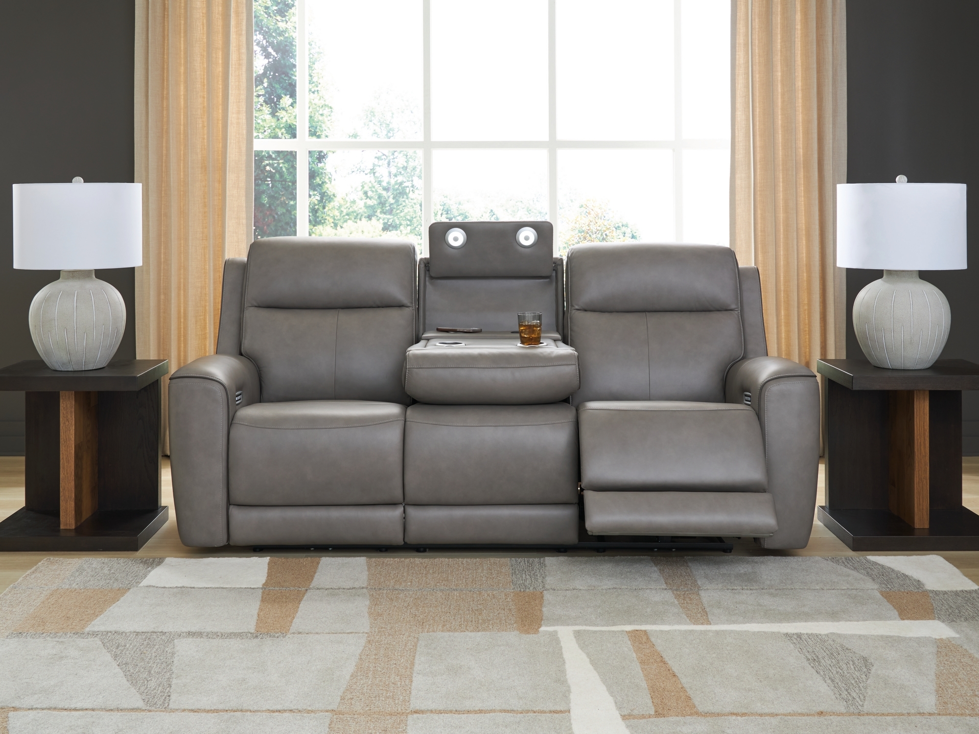 Pwr Rec Sofa With Adj Headrest