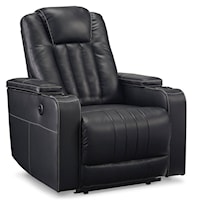 Contemporary Upholstered Power Recliner with Cup Holders
