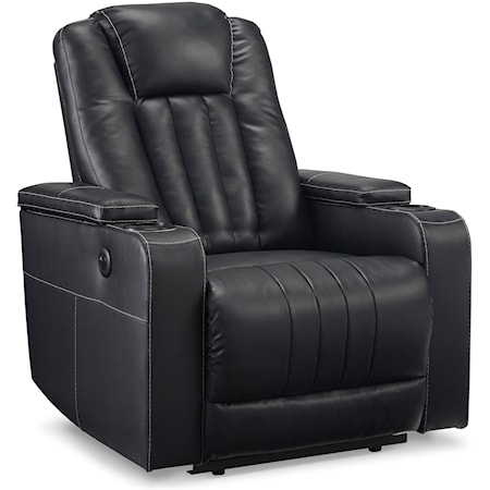 Contemporary Upholstered Power Recliner with Cup Holders