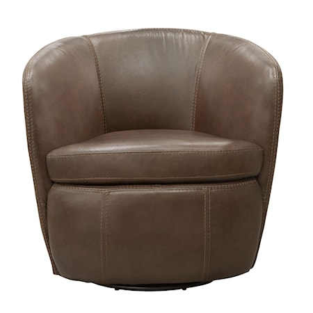 Leather Swivel Barrel Chair (Set of 2)