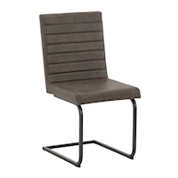Gray Faux Leather Dining Chair with Cantilever Base