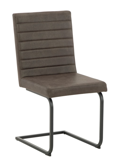 Gray Faux Leather Dining Chair with Cantilever Base