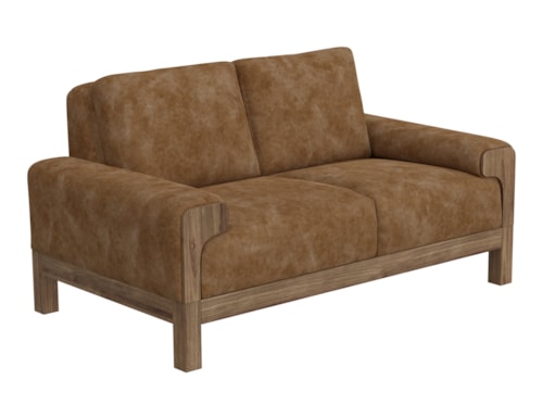 Transitional Loveseat with Wood Frame