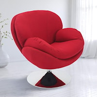 Casual Contemporary Upholstered Swivel Leisure Chair with Chrome Base