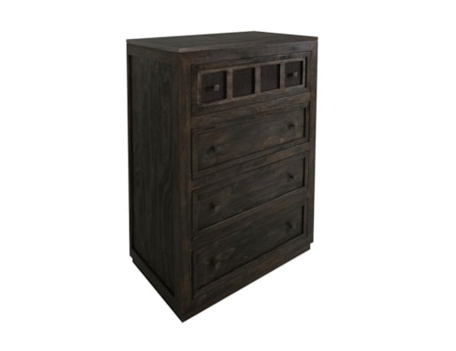 Rustic 4-Drawer Bedroom Chest with Microfiber Lined Drawer