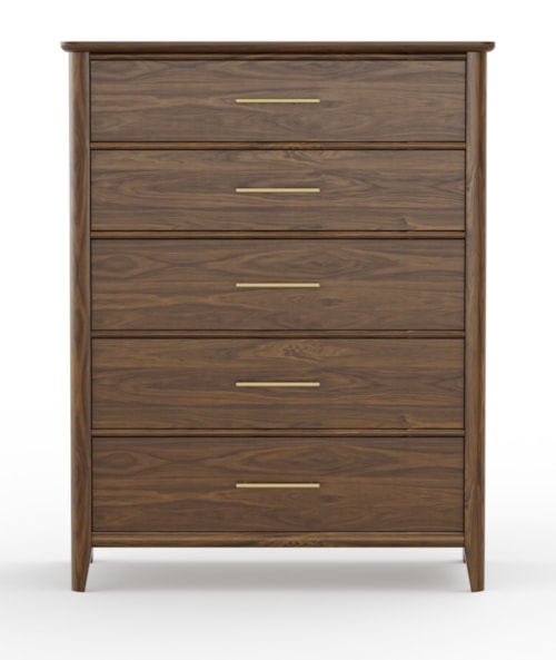 Transitional 5-Drawer Bedroom Chest with Brass Pulls