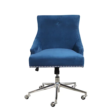 Luxe Button Back Office Chair in Navy Blue Velvet