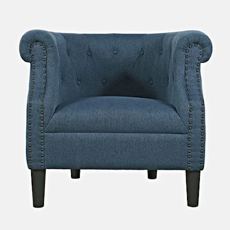 Lily Transitional Upholstered Accent Chair with Nailhead Trim - Blue