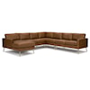 Bravo Furniture Trafton Leather Sectional Sofa w/Chaise & Metal Feet