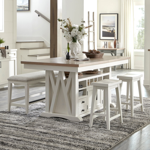 Farmhouse 4-Piece Counter-Height Dining Set