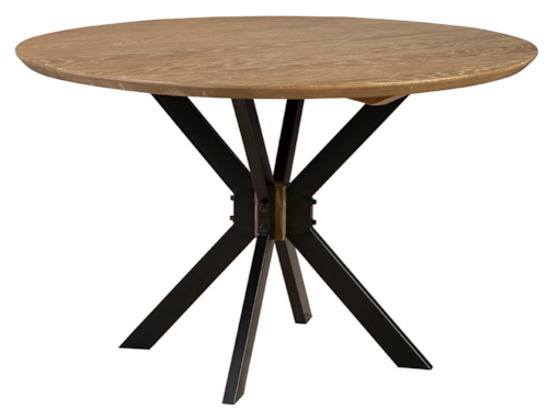 Rustic Round Dining Table with Cross Base