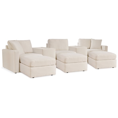 5-Piece Sectional And 3 Ottomans