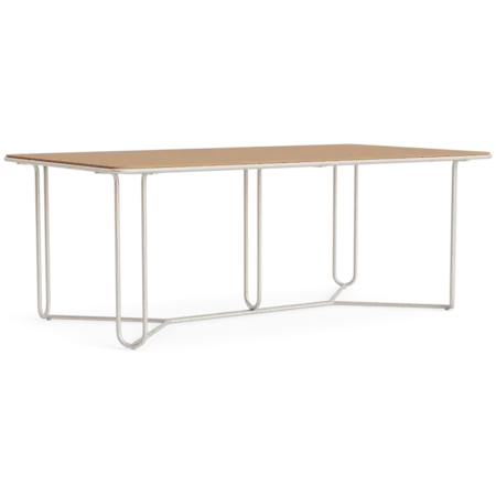 77" Rect. Aluminum Dining Table w/Teak Top