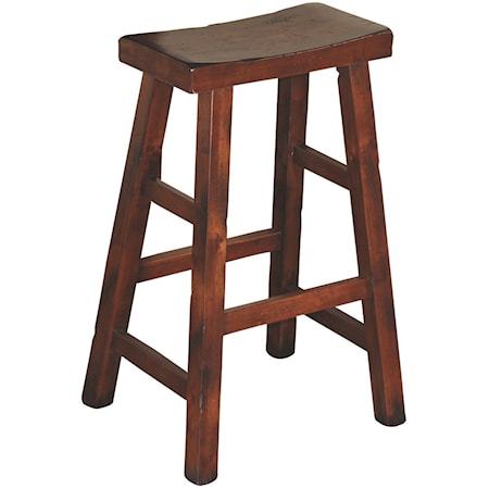 30"H Saddle Seat Stool, Wood Seat