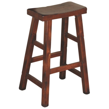 30"H Saddle Seat Stool, Wood Seat