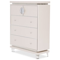 Glam Upholstered 5-Drawer Chest with Crystal Accents