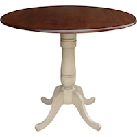 Round Dropleaf Pedestal Table in Espresso/Almond