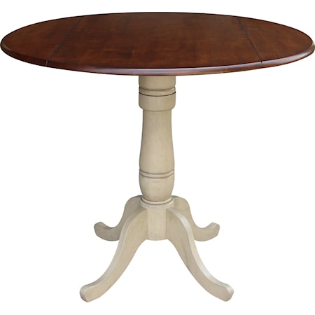Dropleaf Pedestal Table in Espresso/Almond