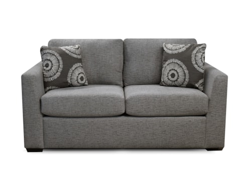 Transitional Loveseat with Block Legs