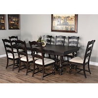 Transitional 9-Piece Dining Set with Upholstered Chairs