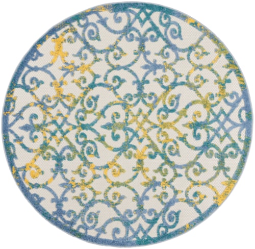 5'3"  Ivory Blue Round Rug