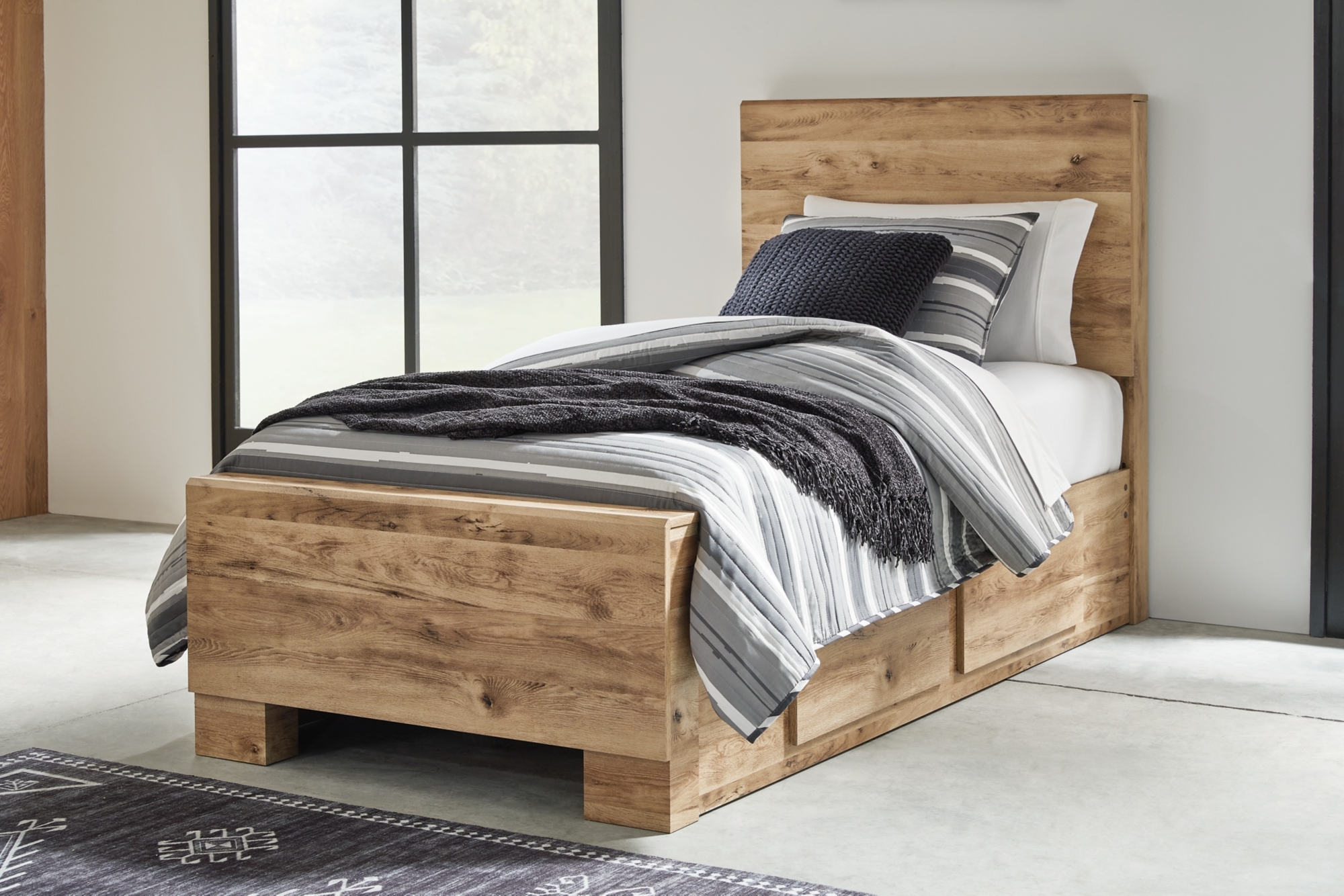 Twin Panel Bed With 1 Side Storage