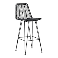 Black Handwoven Bar Height Bar Stool