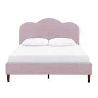 Transitional Arched Upholstered Full Platform Bed in Blush Rose Velvet