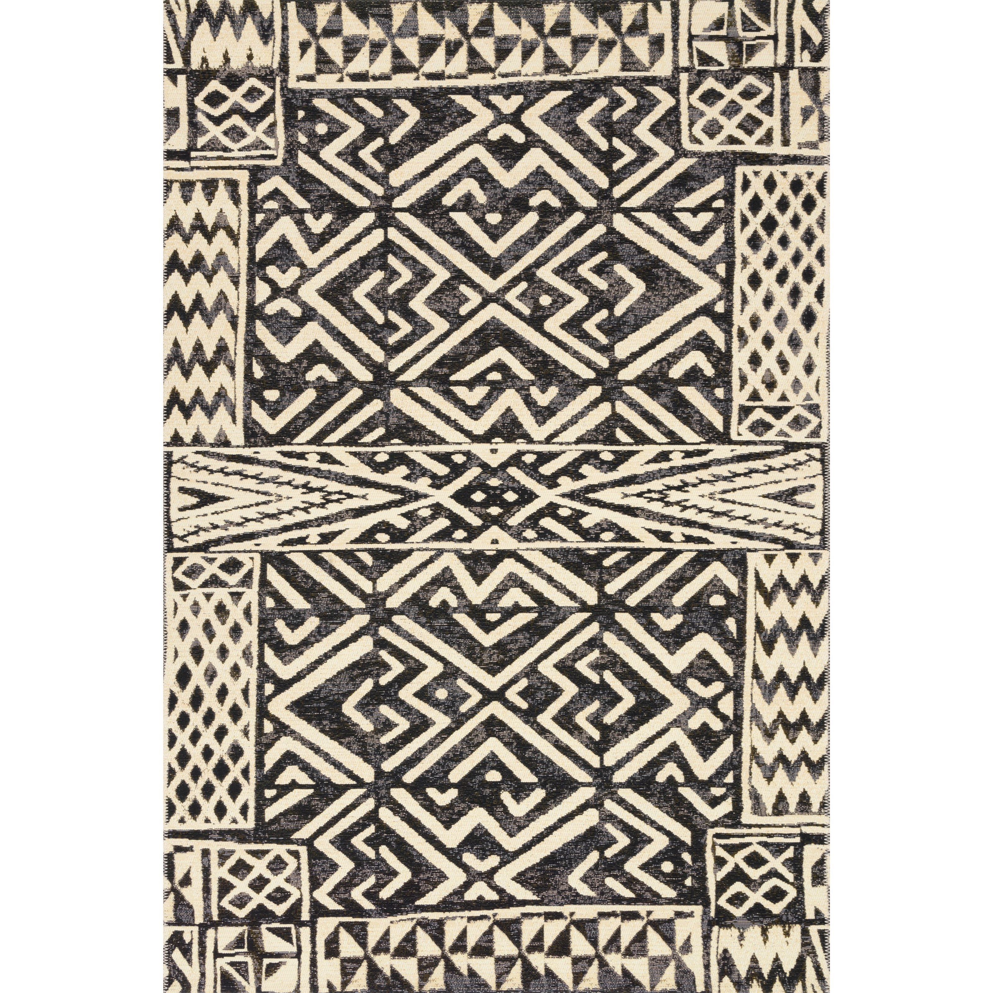 2'5" x 7'8" Ivory / Black Rug