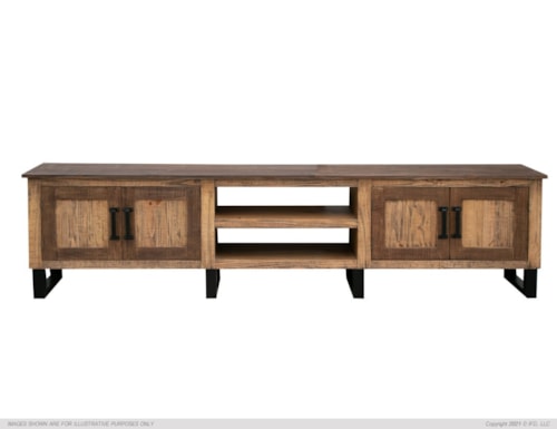 Rustic Two-Tone 4-Door 93" TV Stand