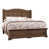 Traditional Queen Panel Bed with Footboard Storage