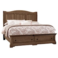 Traditional King Panel Bed with Footboard Storage