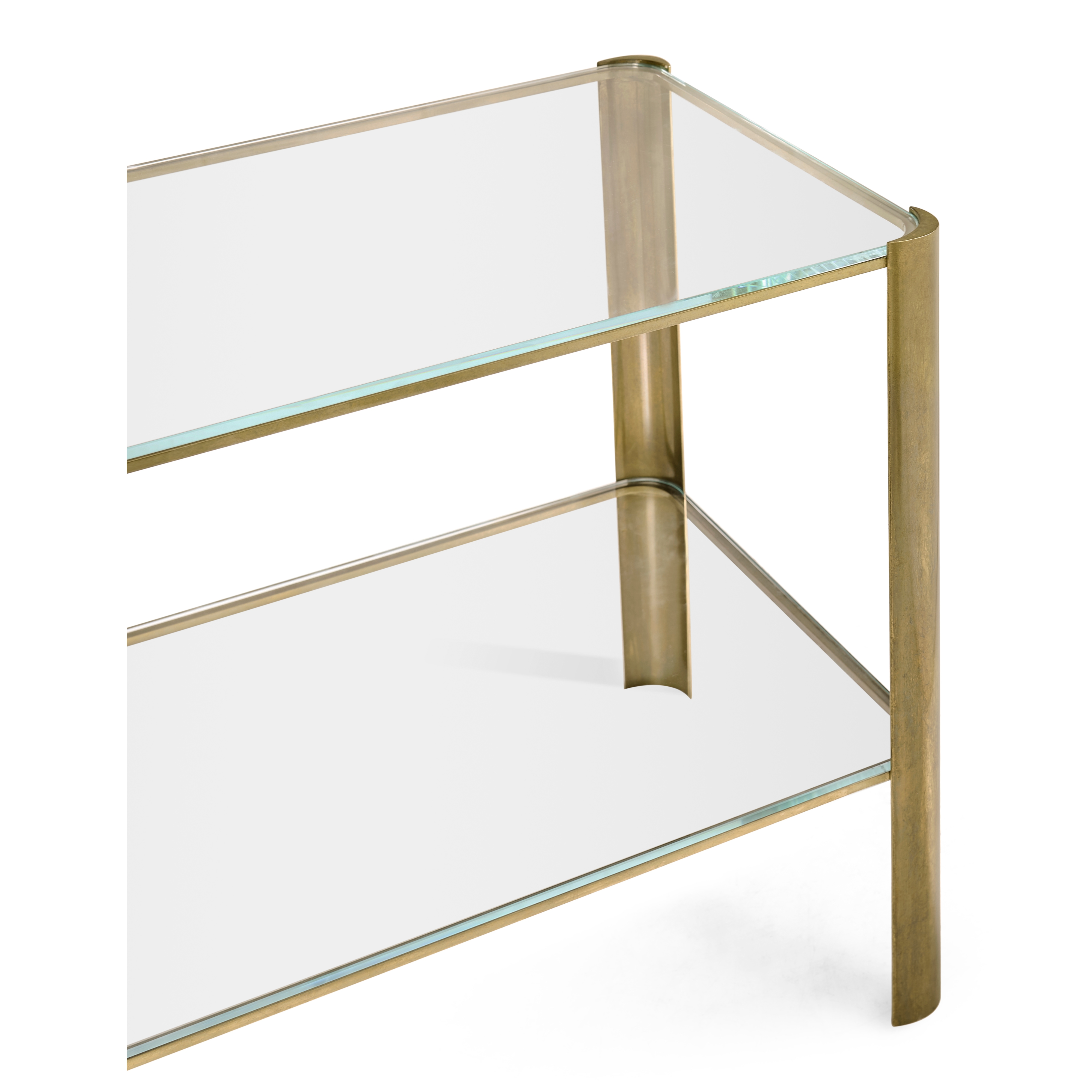 Jonathan Charles JC Modern Brass & Glass End Table