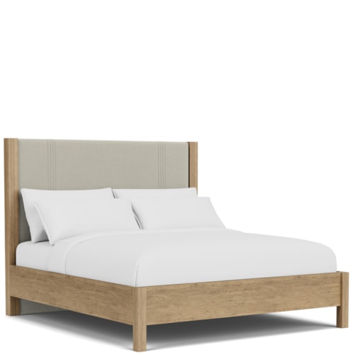 Contemporary King Platform Bed with Upholstered Headboard