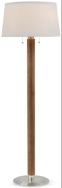 Transitional Wood Floor Lamp with Brass Accents
