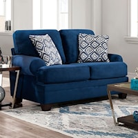 Transitional Stationary Loveseat with Rounded Armrests