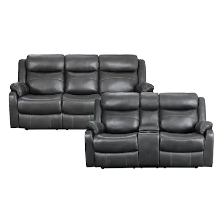 Casual 2-Piece Reclining Living Room Set with Cupholders