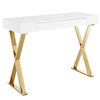 Sector Contemporary Console Table - White/Gold