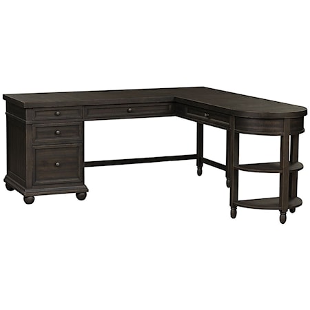 Transtional L-Shaped Desk with Flip Down Front Drawer