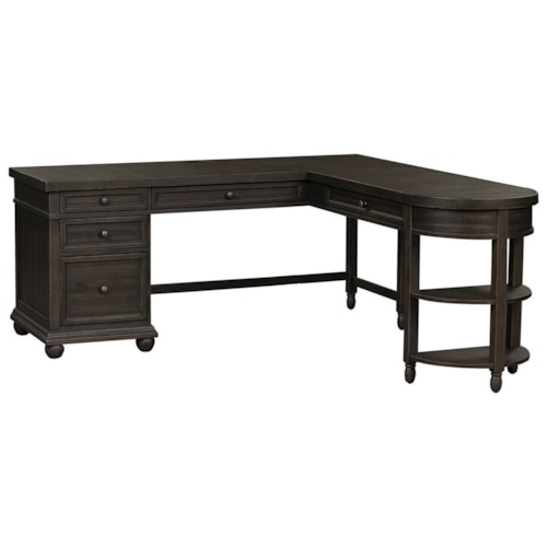 Transtional L-Shaped Desk with Flip Down Front Drawer
